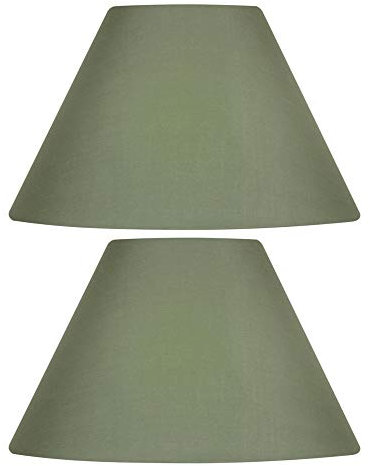 2 Pack - Sage Green 12 Cotton Coolie Fabric Vintage Lampshade with Reversible Gimble & Shade Reducing Ring to Fit All Types of Lampholders - Sold in Pairs