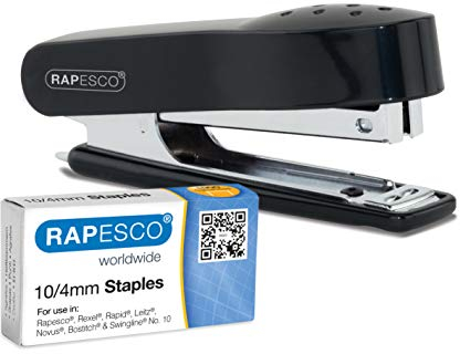 Rapesco 1573 Nr. 10 Mini Hefter & 1000 Heftklammern 10/4mm, Schwarz