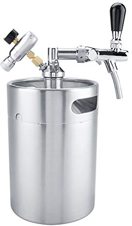 Portable Kegerator Kit,5L Mini Stainless Steel Keg with Faucet Pressurized Home Brewing Craft Beer Dispenser Set Keeps Carbonation for Craft Beer Draft and Homebrew