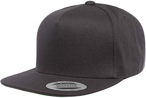 Yupoong Unisex Adult Classics 5-Panel Cotton Twill Snapback Cap Hat, Dark Grey, One Size US