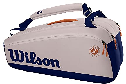 Wilson Tennistasche Roland Garros Premium 9, Bis zu 9 Schläger, Weiß/Blau, WR8012601001