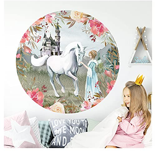 Little Deco Wandtattoo Kinderzimmer Wandbild Einhorn Prinzessin Wandsticker für Kinder Wanddeko Spielzimmer Wandaufkleber Schlafzimmer Tapete selbstklebend DL588-2