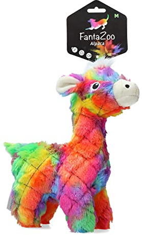 FantaZoo Alpaca Buntes und Recyceltes Hundespielzeug - M - Hundespielzeug - 23 x 13 cm - Hundespielzeug mit Quietscher - für mittelgroße Hunde