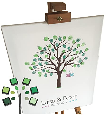 KATINGA Personalisierte Leinwand für Fingerabdrücke - Verschiedene Motive & Größen (Baum, 30x40cm)