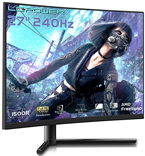 LC-Power Monitor Curvo FHD 27 Pollici, 240 Hz, Flat, 1920x1080, VA, 1ms, Adaptive Sync, HDMIx2, DP, Eye Saver Mode