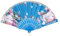 Tiuimk Éventail chinois japonais en plastique avec fleurs - Pliable - Pour femme - Pour mariage, fête, décoration de la maison - Bleu clair