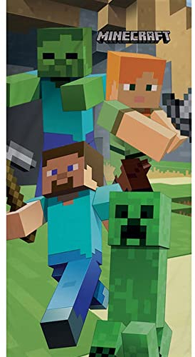 Halantex Badetuch Minecraft 70x140 cm, 100% Baumwolle