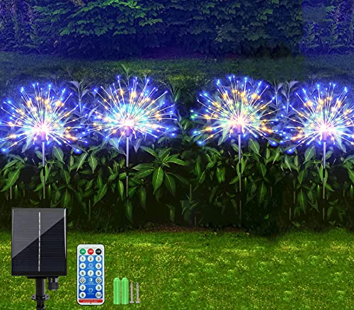 Sunlisky Solarlampen für Außen Weihnachtsbeleuchtung Solar für Weihnachtsdeko Garten Aussen, 4-Pack 480LED mit 17 Tasten Fernbedienung IP65 Gartendeko für draußen Led Gartenbeleuchtung Solar（Bunt）