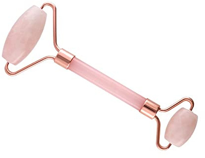 Rullo doppio viso al quarzo rosa, massaggiatore per contorno occhi in pietra di quarzo autentica al 100% naturale | tonifica occhiaie sgonfiore, rassodante