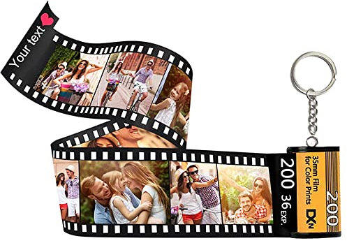 VEELU Porte Clé Personnalisée avec Photo Rouleau de Film Caméra Colorée Porte-clés Multiphoto Personnalisé Album Photo Rétro Vintage Cadeau Personnalisable La Saint Valentin Couple Anniversaire