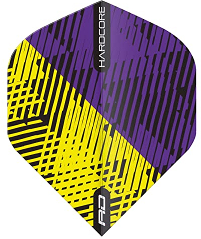 RED DRAGON Hardcore Radical Gelb und Lila Fleck Dartflug - 4 Set pro Packung (insgesamt 12 Dart-Flights)