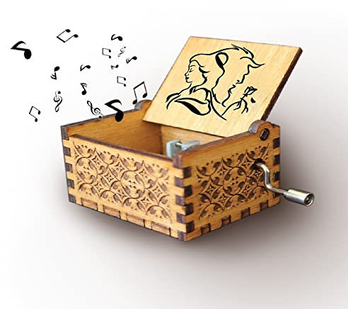 Melodiebox - Die Schöne und das Biest Holzspieluhr mit Handkurbel Spieluhr Musicbox