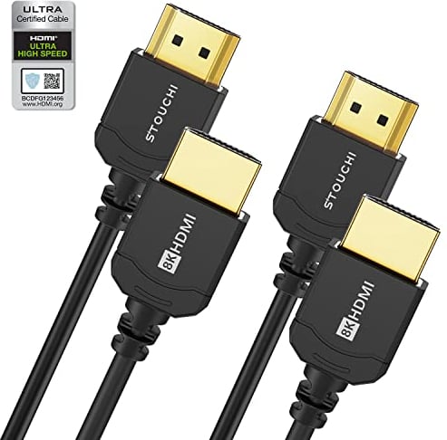 Stouchi Ultra Thin HDMI 2.1 Cable 8K 1.5M,Hyper Slim HDMI 2.1 Cable,Cable HDMI 8K Flexible,Soporta 10K 8K120 4K120 144Hz,eARC HDR10 4:4:4 HDCP 2.2 y 2.3 Dolby Compatible con PS5/Xbox/LG, 2Paquete