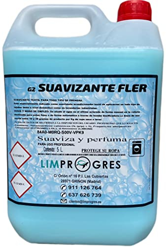Suavizante Perfumador Ropa Lavadora • Suavizante Liquido Ropa Concentrado • Olor Limpio y Fresco • Formato de Ahorro 5 Litros