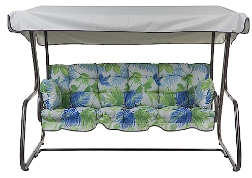 PATIO Hollywoodschaukel 3 Sitzer mit Liegefunktion Vita 170 cm mit Auflagen Seitenkissen Seitentische Sonnendach Blumenmuster