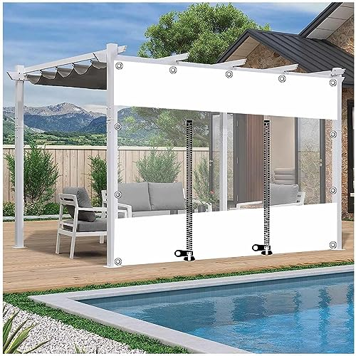 Transparente wasserdichte Plane, Durchsichtige PVC Planenvorhänge, Gazebo-planen Seitenwände Mit Reissverschluss, Pergola Vordächer Porch Carport Trennwand Regenvorhang,LxH-3.8x3m/12.5 * 9.8ft
