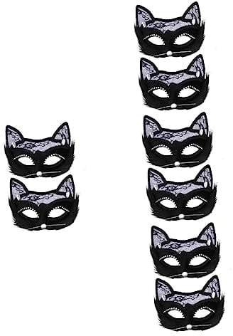 ABOOFAN 8stücke Katzenmaske Aus Spitze Für Damen Elegante Karnevalsmaske Für Halloween Und Kostümpartys Mit Elastischem Band Und Funkelnden Strasssteinen