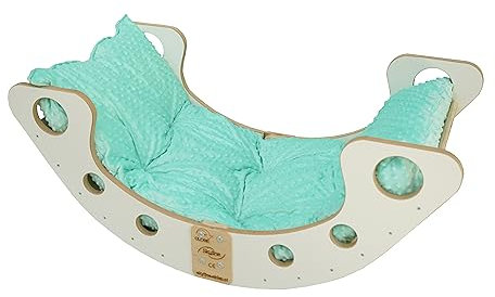 Skyline Kletterbogen mit Kissen Baby Kleinkind Kinder ab 1 Jahr Indoor Klettern Montessori Klettergerüst Holz Wippe Balancewippe Kletterdreieck Kletterwippe Holzwippe Kletterling Holzbogen L Minze