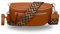 BRISE Bauchtasche Damen Echtes Leder Lucia Handgemachte Umhängetasche Crossbody Bag mit Ledergurt + Optionalen Breiten Gemusterten Riemen 3 Fächer Stylische Hüfttasche Made in Italy (Cognac Braun-2)