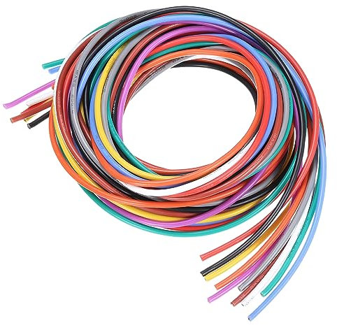 QUARKZMAN 14 Calibre Silicona Cable 14AWG Eléctrico Cable Trenzado Cable Flexible Estañado Cobre Cable Alta Temperatura Conexión Cable 10 Colores 1,5 m/4,92 Pies 10uds