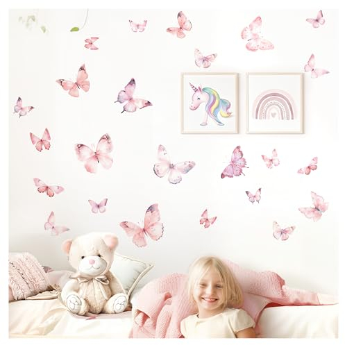 Little Deco Wandtattoo Schmetterlinge Set Wandsticker Kinderzimmer Mädchen Wandaufkleber Babyzimmer Rosa Schlafzimmer Wanddeko DL5003-03