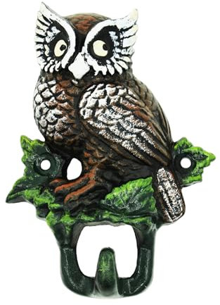 Dekorative Kleiderhaken, Wand Montiert Vintage-Wandhaken, Gusseisen Rustikale Kleiderhaken, Handtücher Schlüssel,Wanddekor Haken, Vielfarbig Huthaken Schlafzimmer Garten Home Decor (Eule)