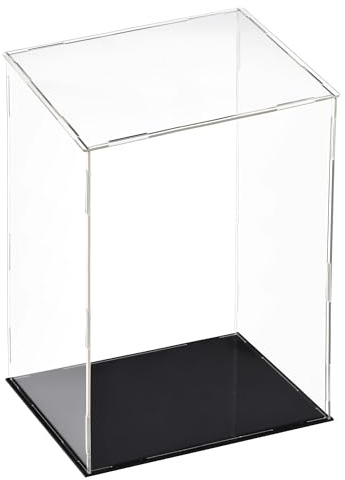 Recogwood Acrylic Display Case, 20 x 15 x 30cm Dustproof Clear Showcase | Clear Acrylic, Black Base, Assemble Design, For Action Figures, Toys And Collectibles, Countertop And Home Display