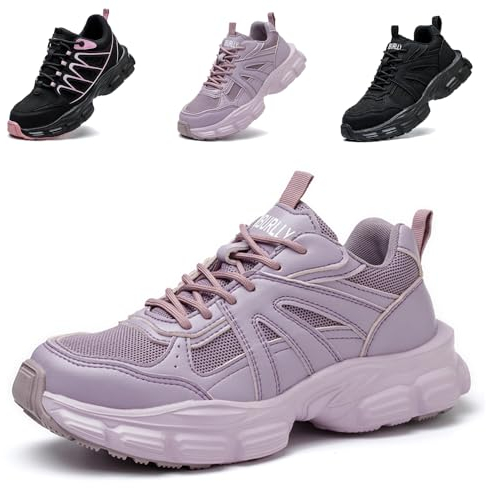Ayqyc Sicherheitsschuhe Arbeitsschuhe Damen Leicht Stahlkappenschuhe Sportliche Atmungsaktiv rutschfeste Schutzschuhe Lila EU 38
