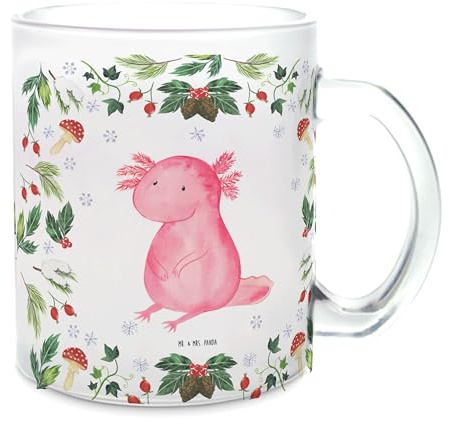 Mr. & Mrs. Panda Häferl Axolotl Glücklich - Geschenk, Tee Tasse, Teetasse, Haferl, Henkelbecher, Pott, Weihnachten, Trinkglas