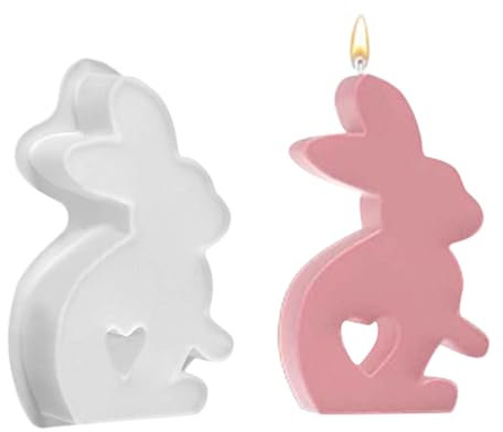 1 Stück Silikonform Osterhase Hase Silikonformen Gießformen Ostern Kaninchen,Ostern Hase Backform, Hasenform für Ostern, Osterhase Silikonform for Gips, Sojawachs Kerzen, Handwerk (D, One Size)