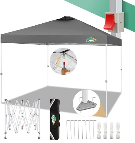 COBIZI Pavillon 3x3 Faltpavillon 3x3 wasserdicht stabil Winterfest mit | Pop-Up Klicksystem | UV-Schutz 50+ | Partyzelt Garten Zelt klappbar 3x3m mit Lüftungsöffnung inkl. Tasche & 8X Erdspieße, Grau