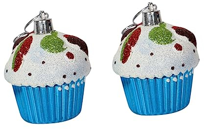 PRETYZOOM 6stücke Kunststoff Cupcake-Ornamente Zum Aufhängen Weihnachtsanhänger Blau Hängende Weihnachtsbaumschmuck Ca Weihnachtsdeko Für Baum Und Party