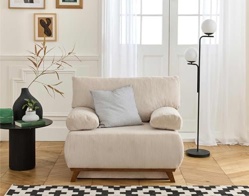 Bestmobilier - Fauteuil Convertible avec Coffre Cristal en Velours Côtelé Beige - Salon