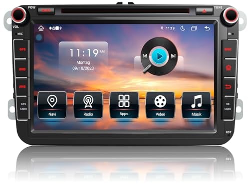 Autoradio 2 DIN per VW Golf 5 6 T5 Polo Sharan Passat T iguan – Android 13 (4GB+64GB, 2.0GHz, 8-Core) con Navigatore, Bluetooth, 4G, WiFi, GPS, Schermo 8 Touch per Volkswagen