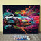 Tucocoo Kit de peinture par numéros Porsche très cool avec pinceaux et pigments acryliques sur toile pour adultes, style graffiti pour décoration murale d'intérieur, cadeaux, 40,6 x 50,8 cm (cadre à