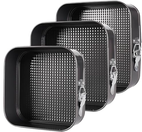 Molde Desmontable,3 Piezas Molde Tarta Desmontable (20/22/24cm),con Capa Revestimiento Antiadherente Fondo Profesional Spring Forma Molde De Horno,Para Ideal Para Tartas De Queso Y Esponjas(Cuadrada)
