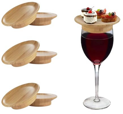 IUSOT Wooden Wine Glass Charcuterie Board Set - 6 Piece Topper for Drinks, Dessert and Party