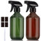 QinfanVi 500ml Empty Spray Bottles,2PCS Drop-Resistant Mist Spray Bottle With Adjustable And Lockable Trigger,Water Bottle Spray for Hair, Gardening and Essential Oils (Green and Amber)