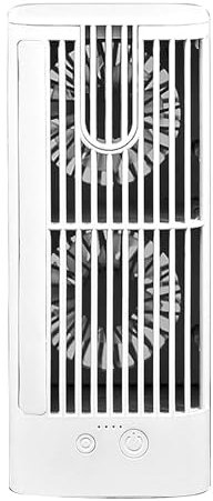 Aire acondicionado de mesa, Enfriador de aire evaporativo,enfriador de aire personal con doble ventilador | Refrigerador de CA con ventilador de nebulización de aire acondicionado USB con diseño de lu