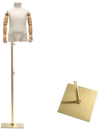 YJMYLTO Schneiderpuppe Kinder Verstellbare Schneiderbüste Schaufensterpuppe Schaufensterpuppe Kleidung Requisiten Modelle Für Kinder Schaufenster-Display Ganzkörper(Gold,9 Years Old)