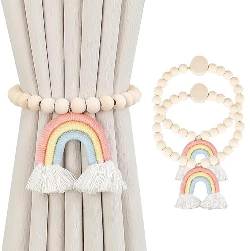 Hshenjhu 2 Stück Magnetische Vorhang Raffhalter, Vorhang Raffhalter Regenbogen, Vorhangseil Raffhalter Vorhangseil Raffhalter, Vorhang Seil Schnallen für Haus, Büro, Wohnzimmer, Schlafzimmer Deko