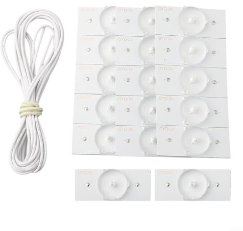 LED-Hintergrundbeleuchtung mit hoher Helligkeit für LED-TV-Reparatur, breite Anwendung, lange Lebensdauer (20 Stück 3 V + 2 m Kabel)
