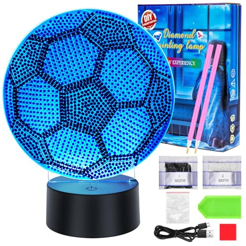 Zoyomax Diamond Painting Nachtlicht, Geschenke für Erwachsene, 3D Kreative Diamond Painting Lampe Fußball, Weihnachts Geburtstags Geschenk