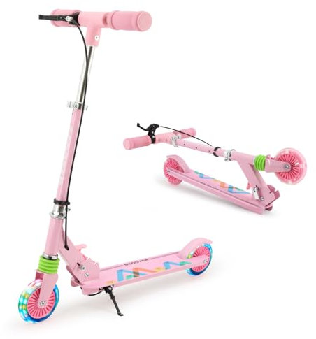 Y-RAIN Faltbarer Kinderroller für Alter 3 und höher, Ausgestattet mit vorderer Handbremse und hinterer Bremse, große stabile PU Flash Räder großes Geschenk Spielzeug.