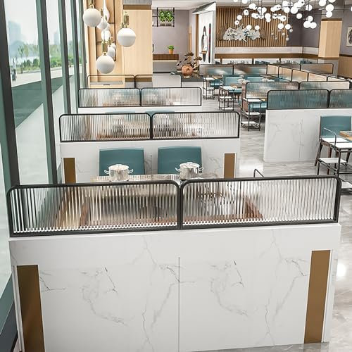 Paravent décoratif en verre dépoli rayé pour salle à manger, bureau, restaurant, clôture basse