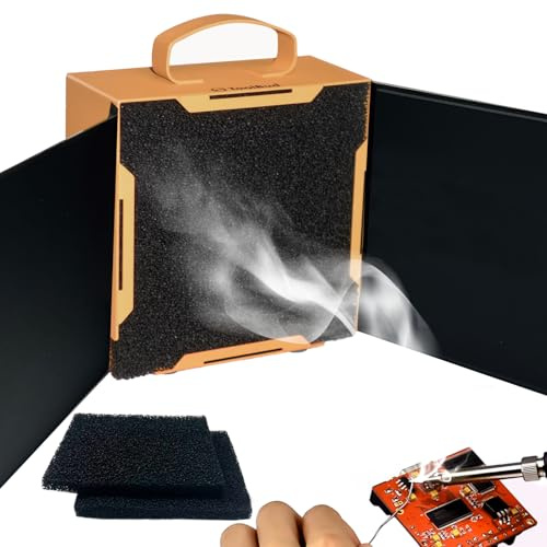 Upgraded ToolBud Solder Fume Extractor with Removable Magnetic Flaps | Portable & Compact, High-Efficiency Solder Smoke Absorber for Soldering, PCB assembly, DIY, & Art, Design for Clean Air