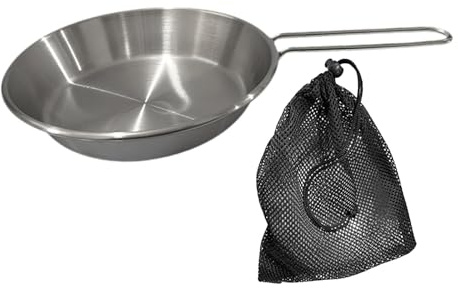 Generic Stainless Steel Camping Fry Pan Folding Handle Multipurpose Nonstick Skillet