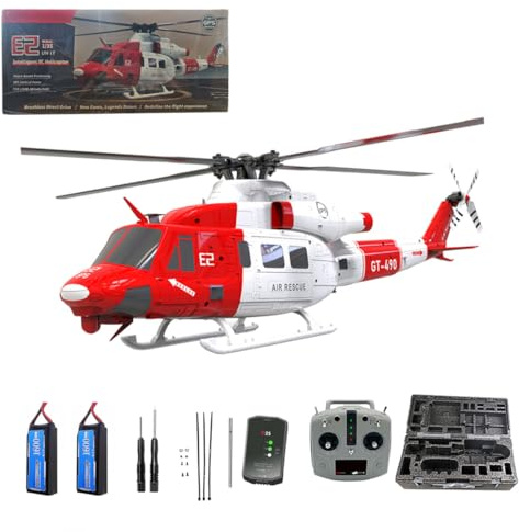 Kisss GS E2 UH-1Y RC Helicopter with GPS Lidar positioning, 2.4G 6CH Dual Brushless Direct Drive Rescue Remote Control Helicopter, Aerobatic Mode 1 Mode 2 Switchable, Gift -RTF