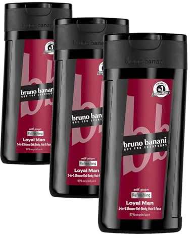 bruno banani Loyal Man Shower Gel 250ml, 2024 Version (Packung mit 3)