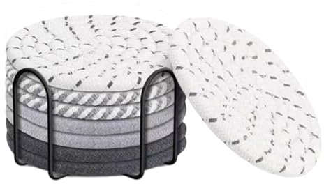 Salvamanteles tejidos para platos calientes, 8 manteles individuales rústicos resistentes al calor, manteles individuales antideslizantes para mesa de comedor con soporte para decoración de comedor
